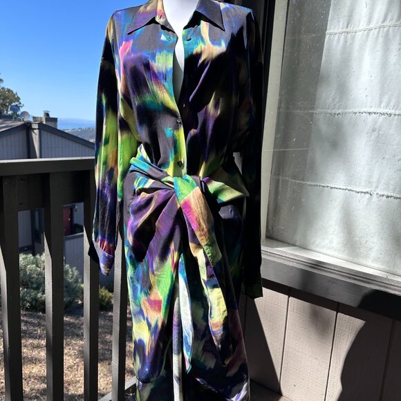 SOLD!  Dries Van Noten Blurred Tie Dye Shirtdress FR38/US6 - Picture 7 of 15